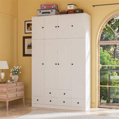 Fufu Gaga White Wood In W Shutter Doors Armoires Wardrobe With