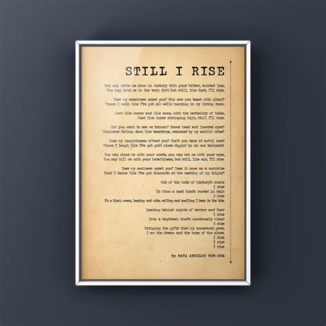 Still I Rise Poem by Maya Angelou Poster Print Inspirational | Etsy