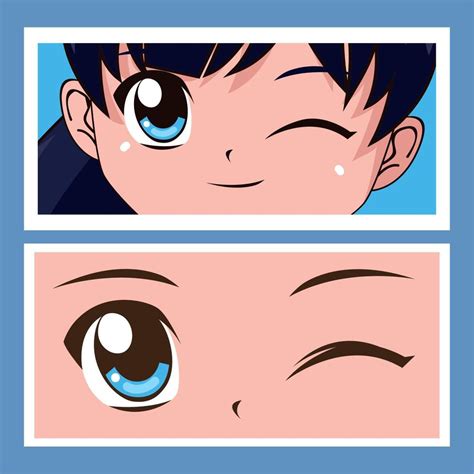 anime face wink eye 13831228 Vector Art at Vecteezy