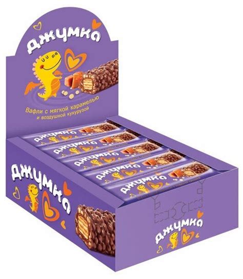Вафли Джумка с мягкой карамелью и воздушной кукурузой КДВ, 15 шт по 37 ...