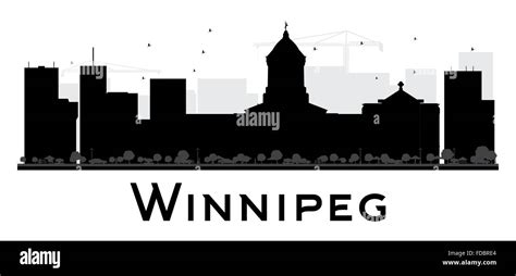 Winnipeg City Skyline Black And White Silhouette Vector Illustration