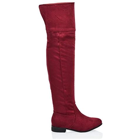 ESSEX GLAM Womens Long Over The Knee Open Back Boots Over The Knee