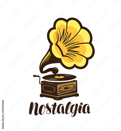 Nostalgia Music Logo Or Symbol Gramophone Phonograph Icon Vector