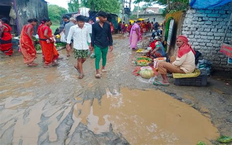 First Monsoon Rain Exposed Road Built In Tatijharia Of Hazaribagh