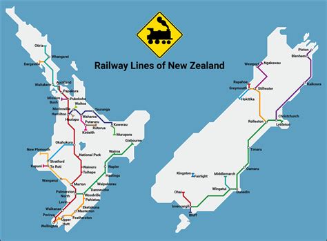 Metro network map of New Zealand Railway Lines : newzealand