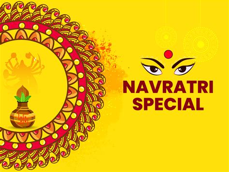 Navratri Special Poster Design With Goddess Durga Maa Worship Pot On