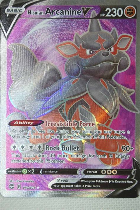 Hisuian Arcanine V Full Art Silver Tempest Enkeltkort Fra Pok Mon