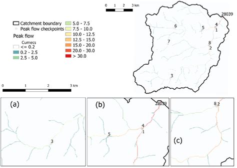 BASE Model Peak Flow Grids For The Rea Catchment 28039 With Insets