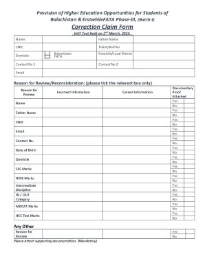 Fillable Online Correction Claim Form Fax Email Print Pdffiller