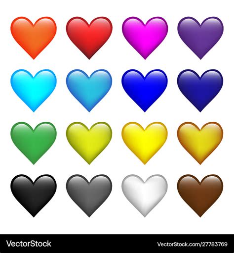 Set Color Hearts Icons On White Isolated Vector Image