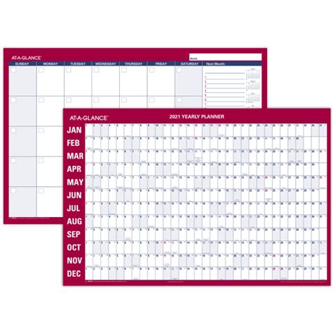 At A Glance Horizontal Erasable Monthlyyearly Wall Calendar 36 X 24