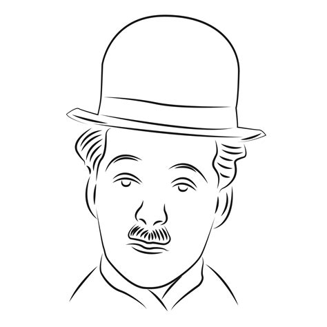 Charlie Chaplin In Line Art Style 7410748 Vector Art At Vecteezy