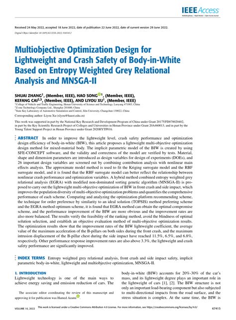 PDF Multiobjective Optimization Design For Lightweight And Crash