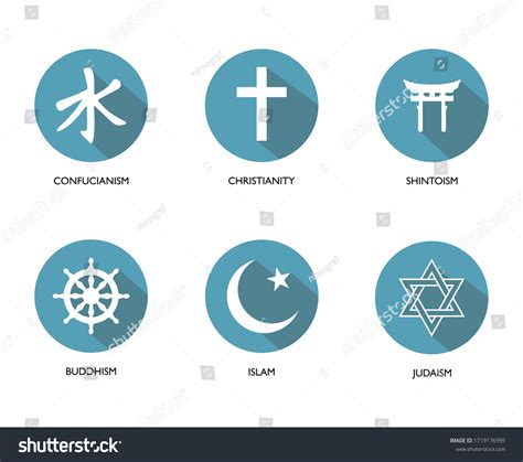 World Religion Symbols Signs Major Religious เวกเตอร์สต็อก ปลอดค่า