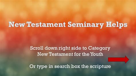 New Testament Seminary Helps Available Lessons And Activities For Everyone