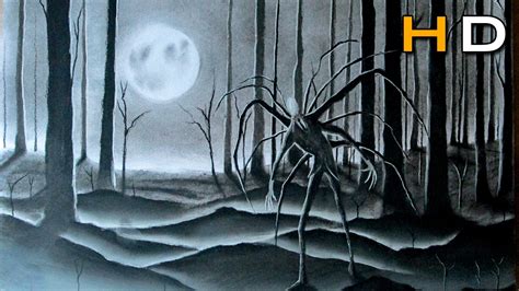 Slenderman in the Forest Speed Drawing - Scary Art - Timelapse - YouTube