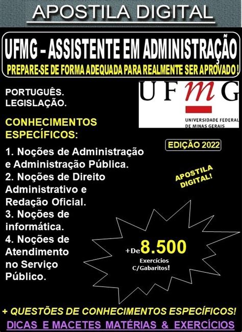 Apostila UFMG ASSISTENTE em ADMINISTRAÇÃO Teoria 8 500 Exercícios