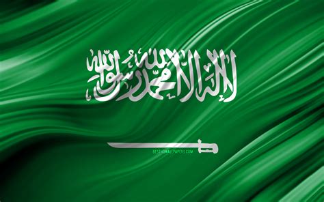 Download Wallpapers 4k Saudi Arabia Flag Asian Countries 3d Waves