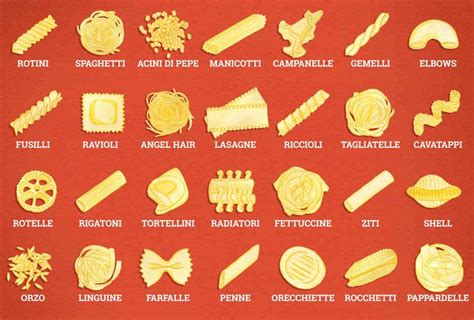 Every Important Italian Noodle Illustrated Pasta Types Pasta Shapes