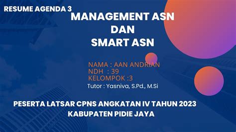 Tugas Individu Agenda Manajemen Asn Dan Smart Asn Youtube