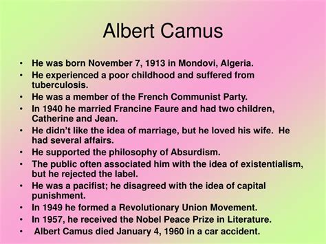 PPT The Stranger Albert Camus 1942 PowerPoint Presentation Free