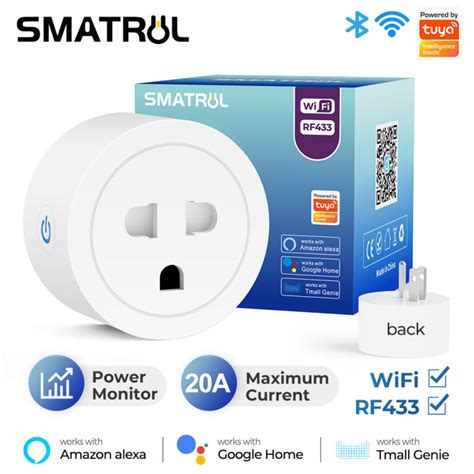 SMATRUL 20A 16A Tuya Smart Life WiFi Socket Universal US EU Smart Plug