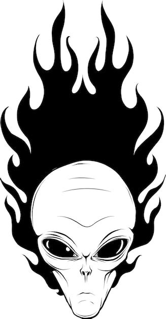 Ilustración de vector de cabeza alienígena de contorno vectorial