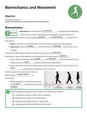 Biomechanics And Movement Pdf Biomechanics And Movement Objective In