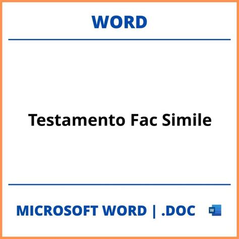 Testamento Olografo Fac Simile Word