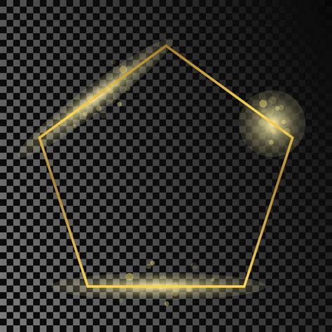 Gold Glowing Pentagon Shape Frame Isolated On Dark 28538149 Vector Art