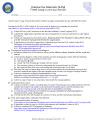 Nevada Radioactive Materials Ram Fixed Gauge Licensing Checklist