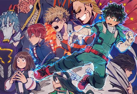 Anime My Hero Academia Izuku Midoriya All Might Katsuki Bakugou Tsuyu Asui Ochako Uraraka Shouta