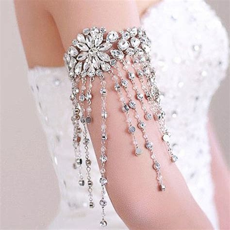 Bright Is Dazzling Bridal Crystal Tassel Bracelet Shoulder Arm Chain Decoration Wedding