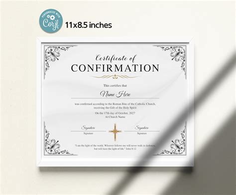 Printable Confirmation Certificate Church Certificate Etsy