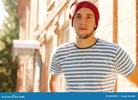 Young Modern Stylish Man With Red Cap Stock Image Image Of Elegant