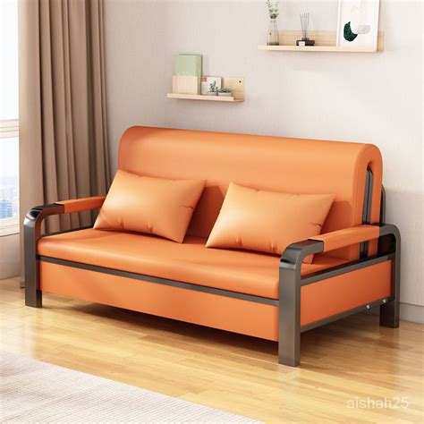 Qsolid Wood Sofa Bed Dual Use Foldable Multifunctional Push Pull