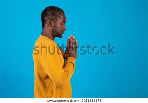 Side View Calm Spiritual Handsome Mature Stock Photo