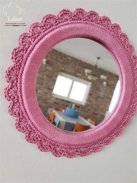 Crochet Mirror Small Round Mirror Shabby Chic Mirror Etsy