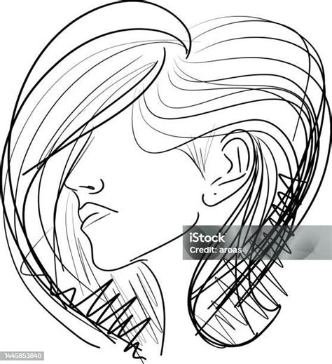 Sketch Of Women Portrait Young Beautiful Girl Stock Illustration Download Image Now Abstract