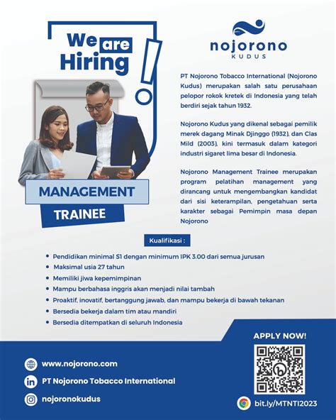 Lowongan Kerja November 2023 Nojorono Kudus Management Trainee Scu