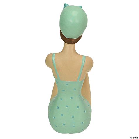 Fancy That Retro Bathing Beauty Beach Girl Green Polka Dot Swimsuit