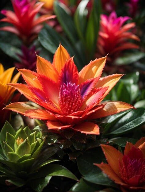 Premium Ai Image A Colorful And Endangered Bromeliad Species Thriving