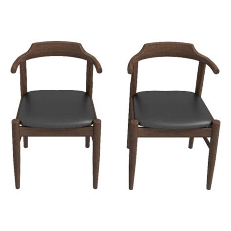 Pemberly Row Faux Leather Black Leather Seat Dining Side Chair Set Of