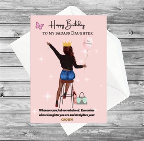 Black Daughter Birthday Card Ethnic Greeting Card For Her Greeting Card For Girl Black