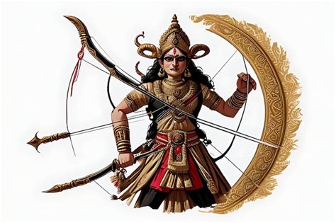 Premium Ai Image Lord Ram Holding Bow Arrow With Silhouette Ravan Demon