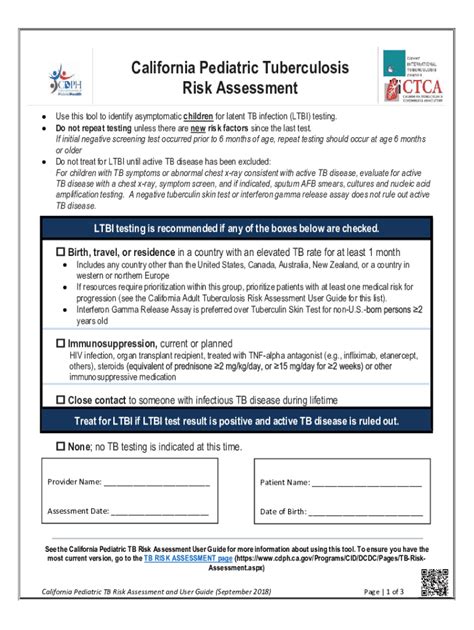 Fillable Online Publichealth Lacounty GovtbdocsPediatric TB Risk