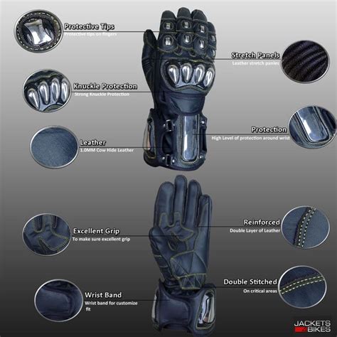 Excalibur Black Leather Carbon Armor Motorcycle Gloves