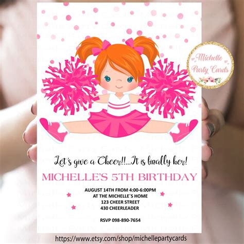 Cheerleader Invitation Cheer Invitation Cheerleading Party Birthday