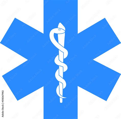 Vettoriale Stock Medical Symbol Blue Star Of Life With Rod Of Asclepius