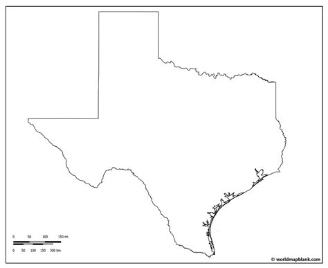 Blank Map Of Texas Printable Outline Map Of Texas Pdf